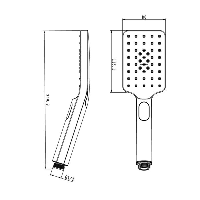 Shower Top Inlet Square Matte Black (7159745413271)