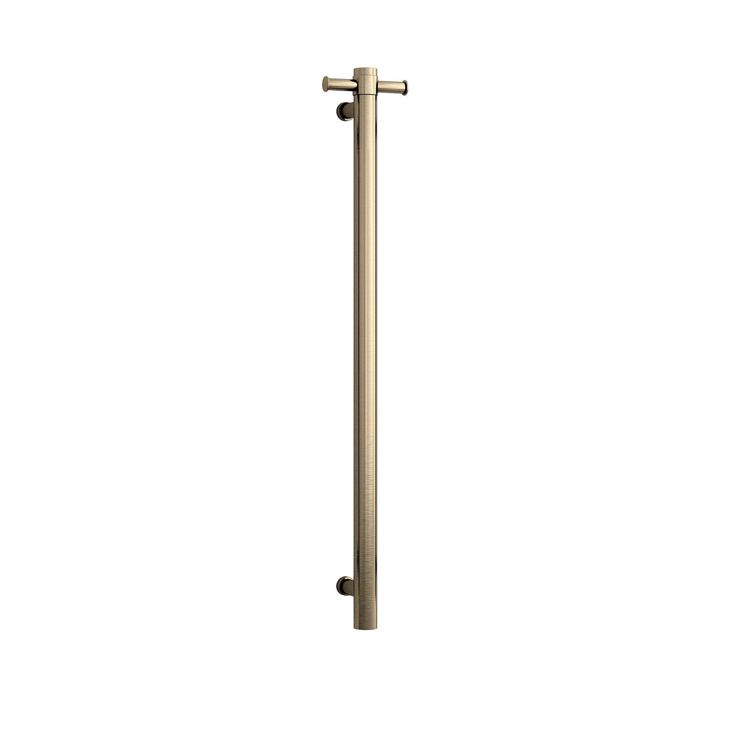 Thermogroup Straight Round Vertical Single Heated Towel Rail Brushed Brass