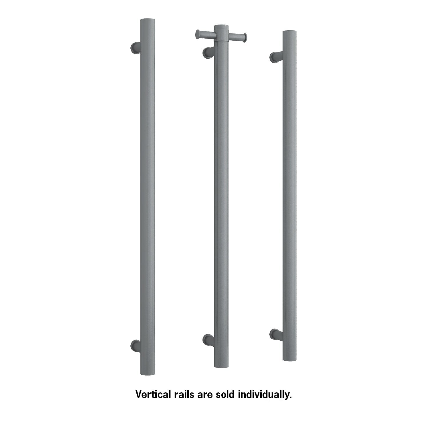 Thermogroup Straight Round Vertical Single Heated Towel Rail Gun Metal