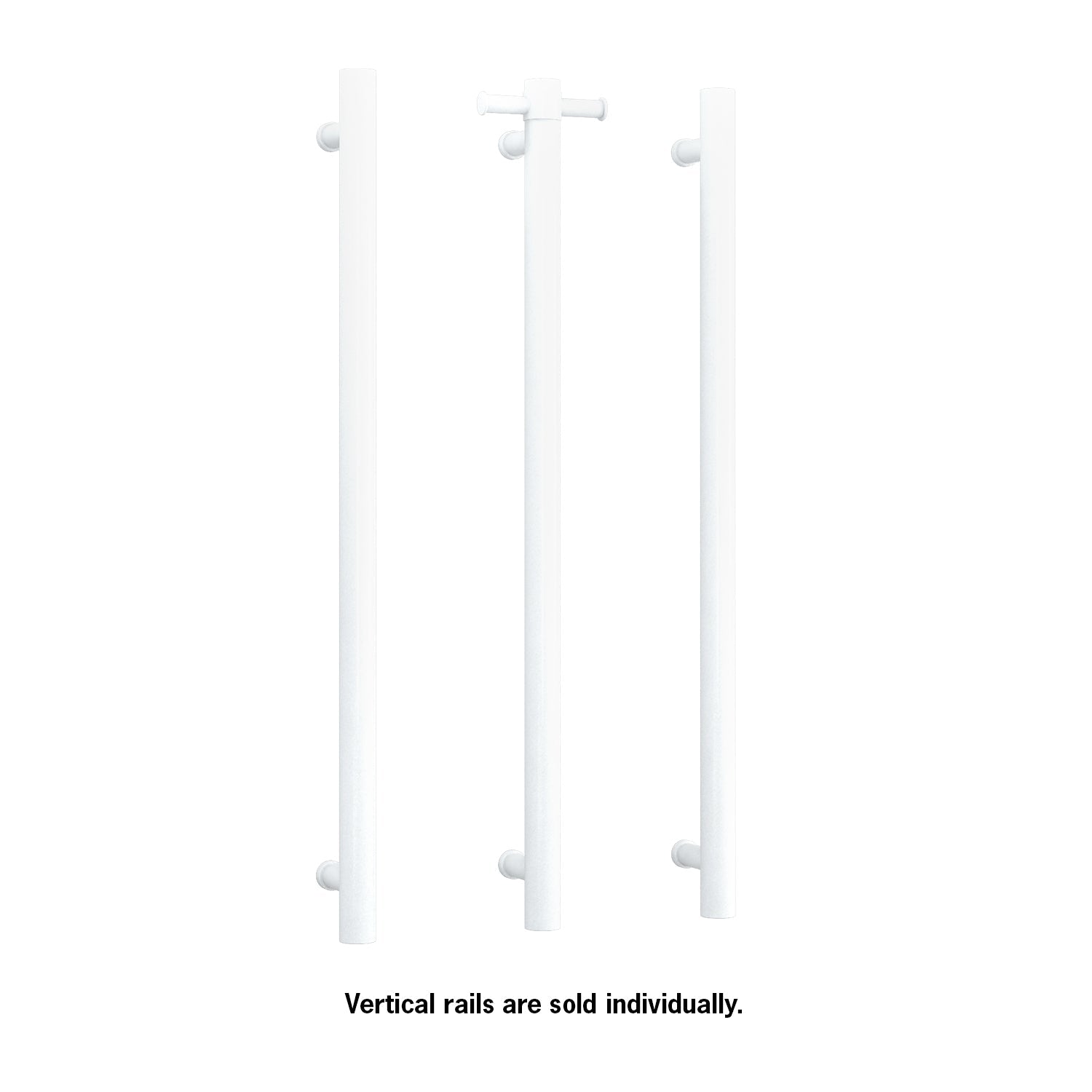 Thermogroup Straight Round Vertical Single Heated Towel Rail Satin White