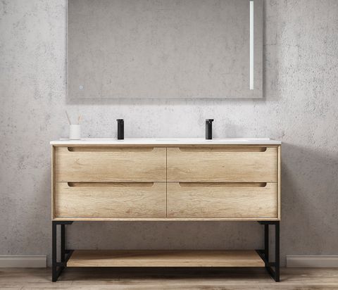 Otti Byron Double Natural Oak Wall Hung Vanity 1500mm