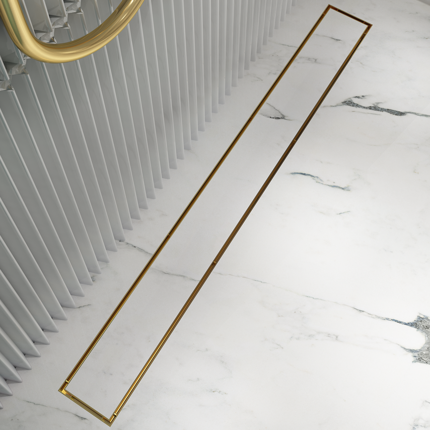 Linsol 900 Tile Insert Channel Grate Brushed Brass (7196440232087)