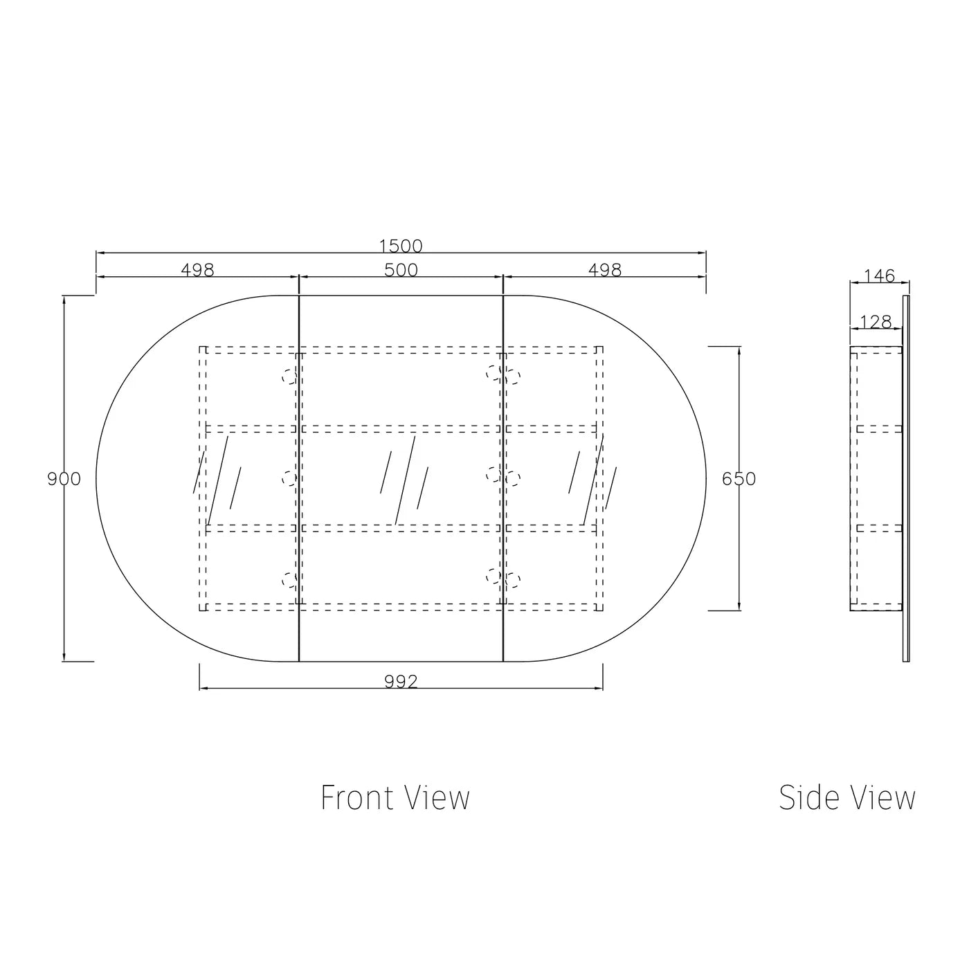 Otti Bondi Mirror Cabinet Black Oak 1500mm