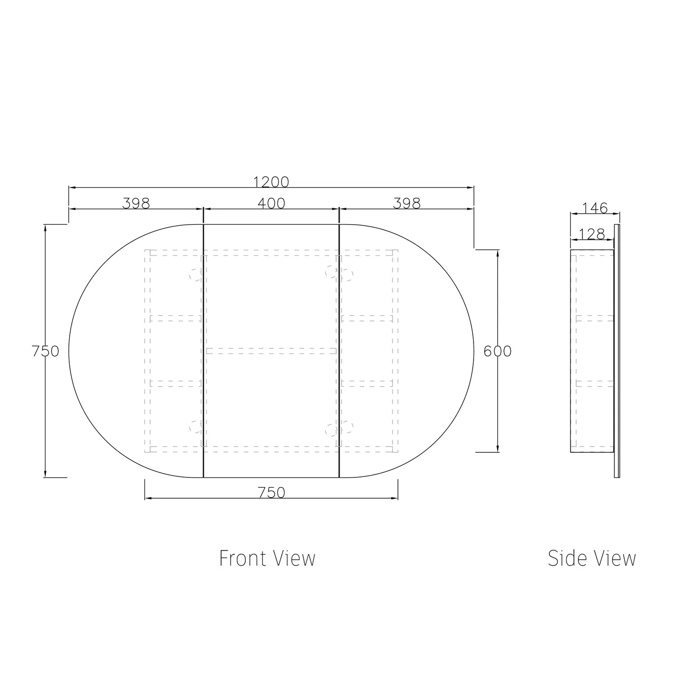 Otti Bondi Matte White Mirror Cabinet 1200mm