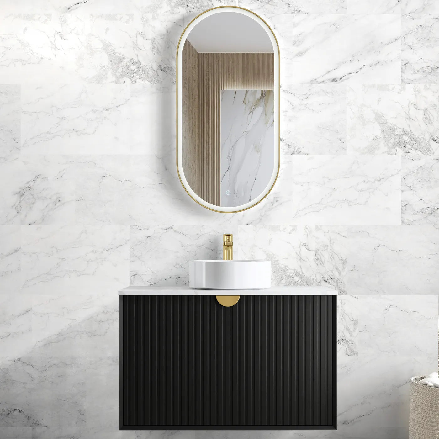 Otti Marlo Matte Black Wall Hung Vanity 900mm
