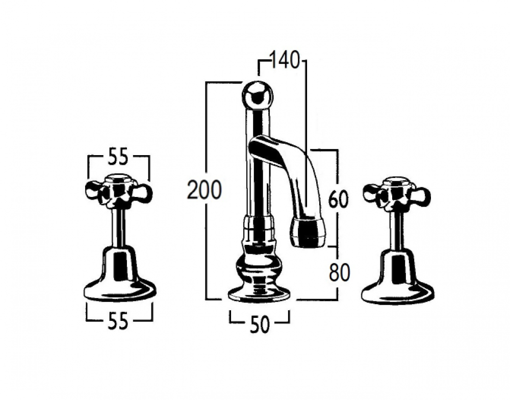 CB Ideal Heritage Basin Set with Swivel Victor Outlet