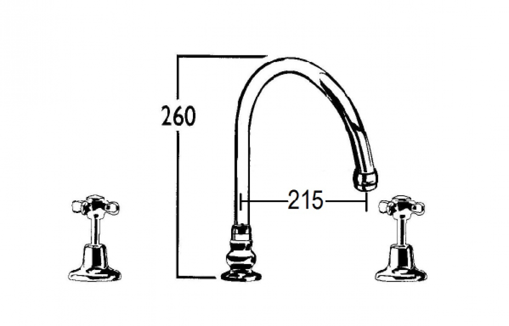 CB Ideal Heritage Hob Set with Swivel Gooseneck Spa/Bath Filler