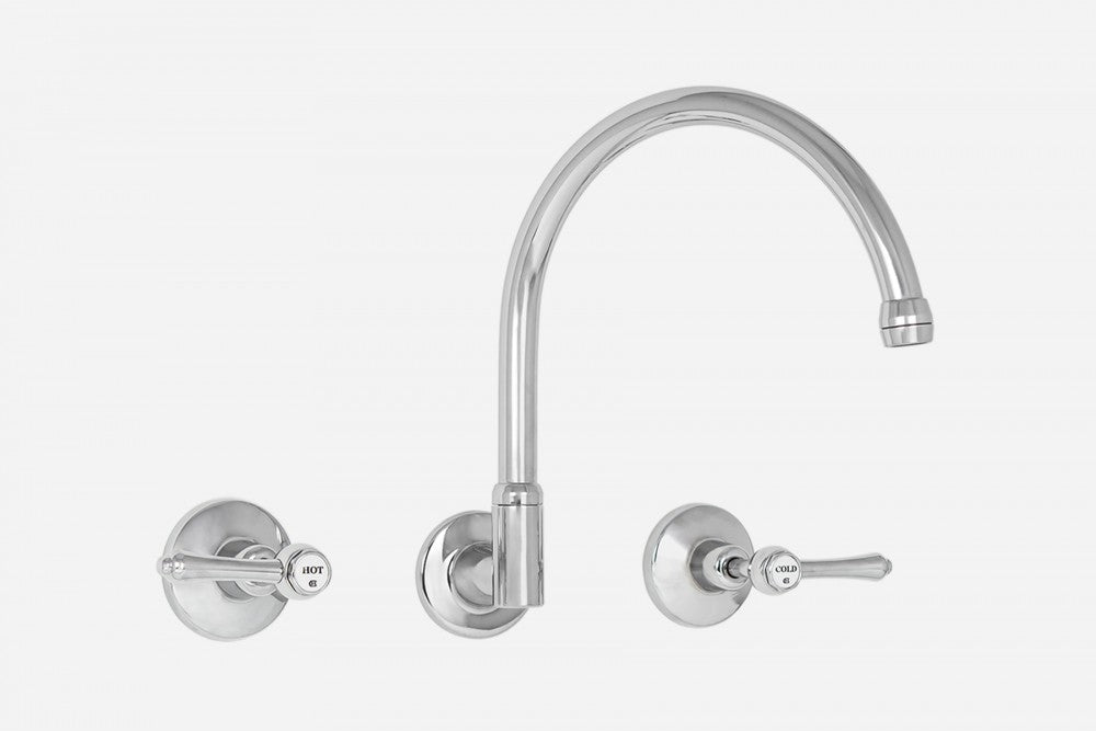 traditional gooseneck wall 3 piece tap sink set
