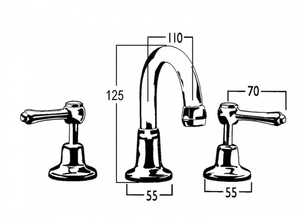 CB Ideal Roulette Lever Basin Set With Fixed Gooseneck Outlet