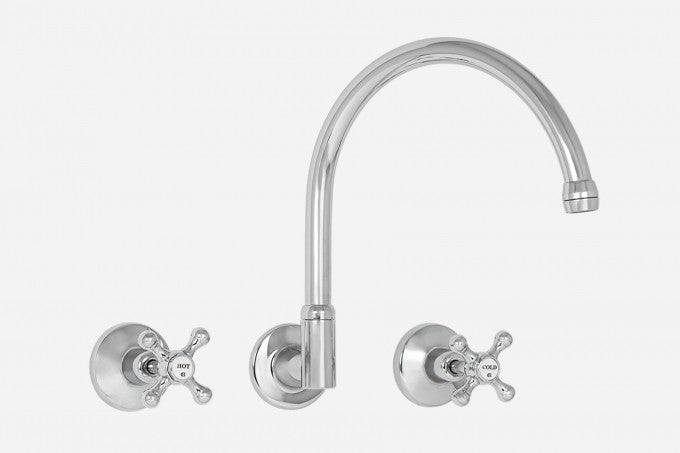 three piece australian made traditional gooseneck bathroom basin tap