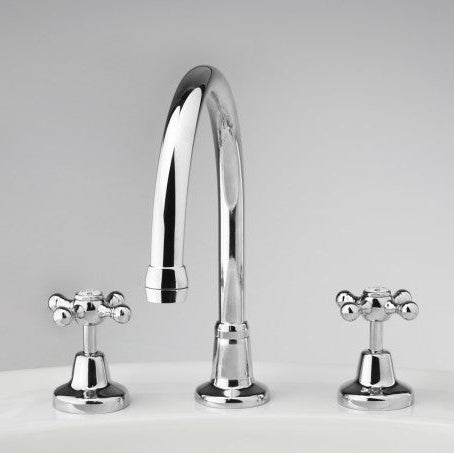 traditional gooseneck thee piece australian made bathroom basin tap set
