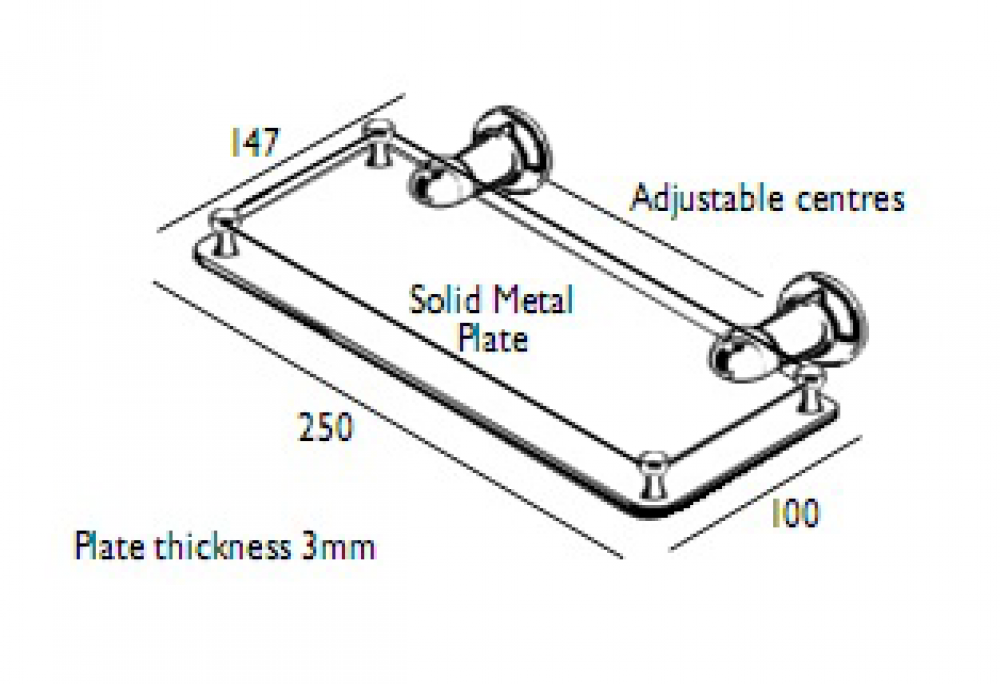 CB Ideal Roulette Solid Brass Shower Shelf With Rail