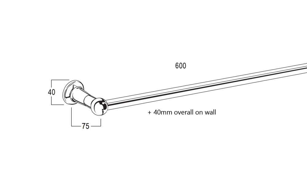 CB Ideal Roulette Single Towel Rail 600mm