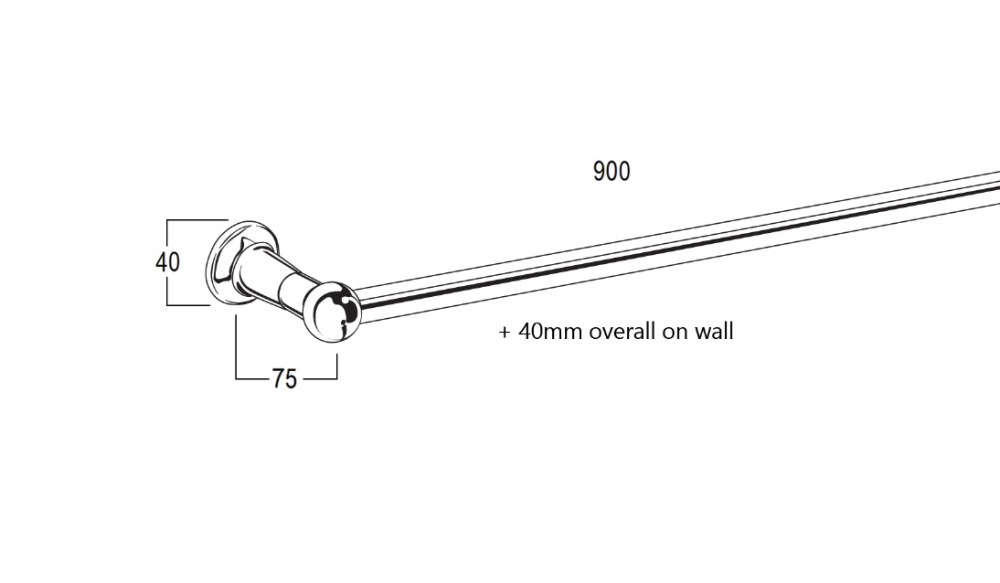 CB Ideal Roulette Single Towel Rail 900mm
