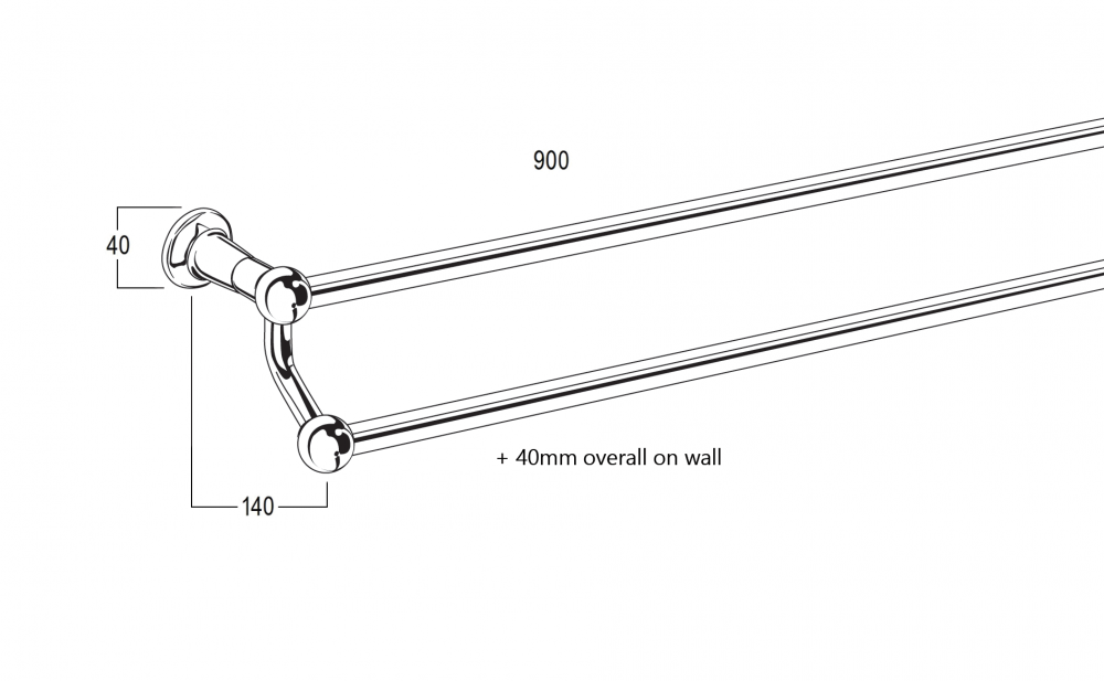CB Ideal Roulette Double Towel Rail 900mm