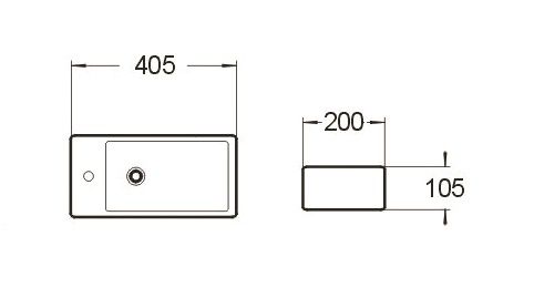 Compact White Basin R/H 200 x 405 (7123024412823)