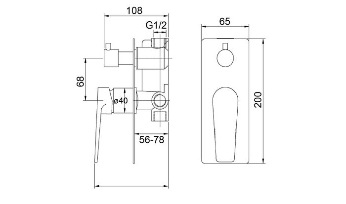 Zevio Wall Diverter Mixer Chrome (7152444145815)
