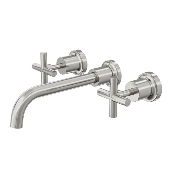 Linsol Tre Cross Handle Bath  Set Brushed Nickel