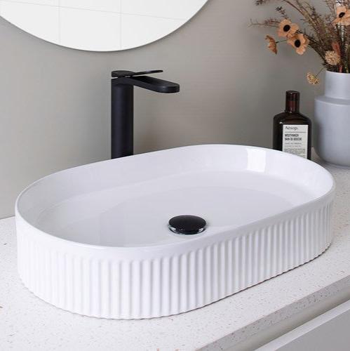 ADP Pill Fluted  580x365 Gloss White  Above Counter  Basin