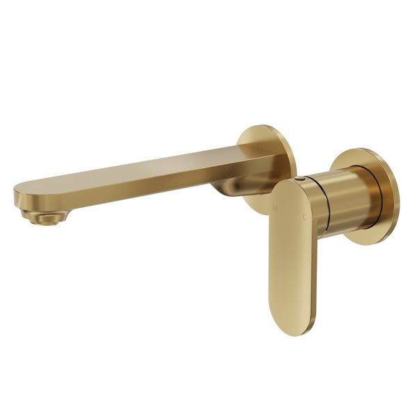 Linsol Capo 2-Plate Wall Basin/Bath Mixer Brushed Brass