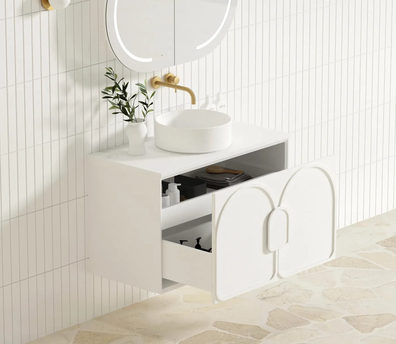 Otti Laguna Satin White Wall Hung Vanity 900mm