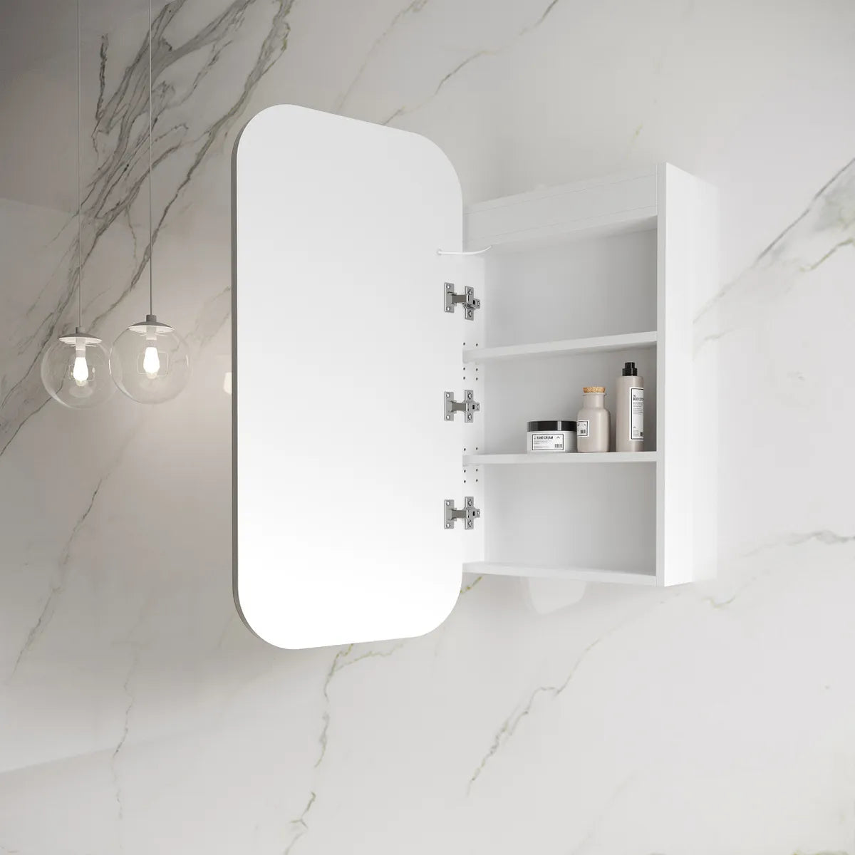 Otti LED Newport Matte White Mirror Cabinet Soft Square 450mm