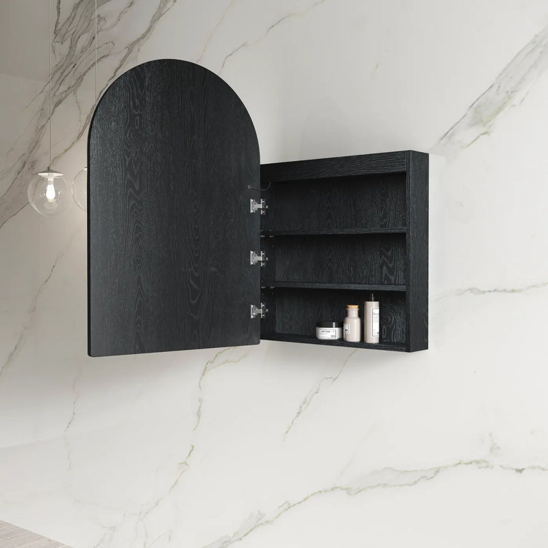 Otti LED Archie Black Oak Shaving Cabinet 600mm