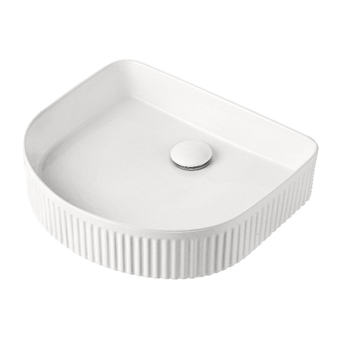 Corintha Ionic Fluted Gloss White Above Counter Basin 415mm