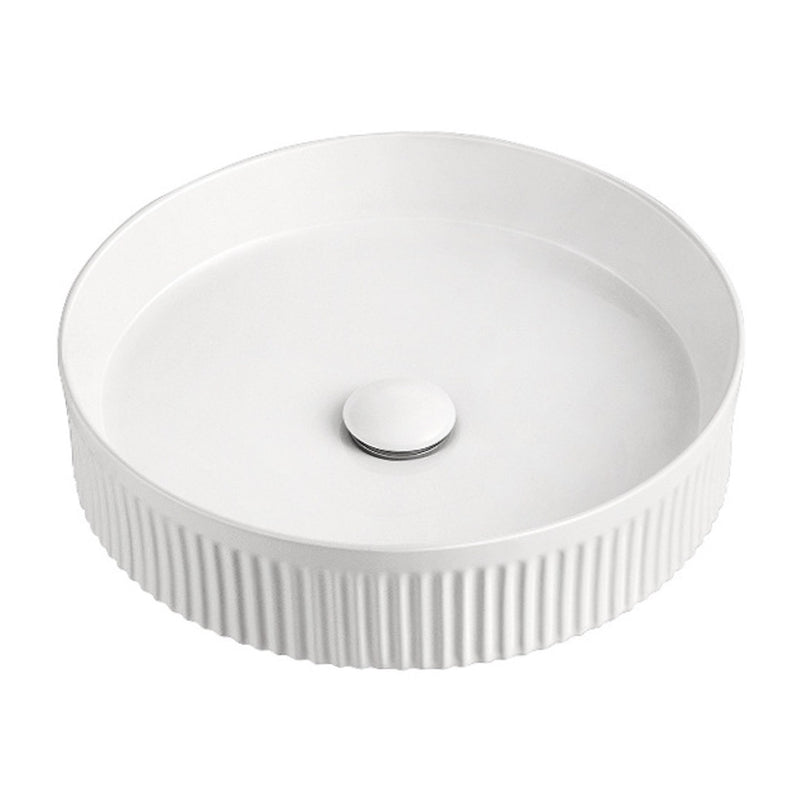 Paco Jaanson Corintha Ionic Fluted Gloss White Round Above Counter Basin 400mm