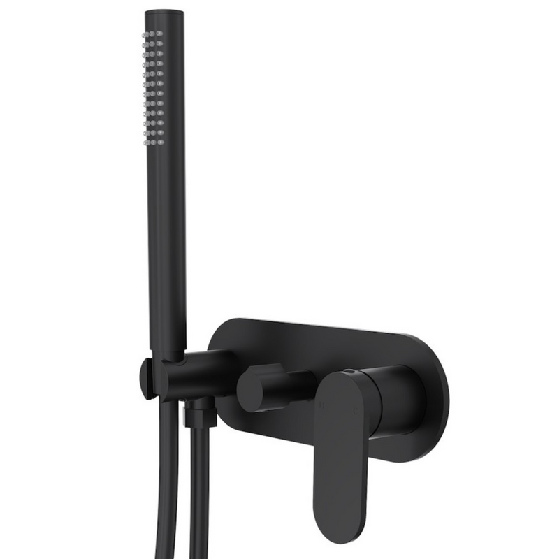 Linsol Capo 1-Plate Wall Mixer with Diverter & Hand Shower Matte Black