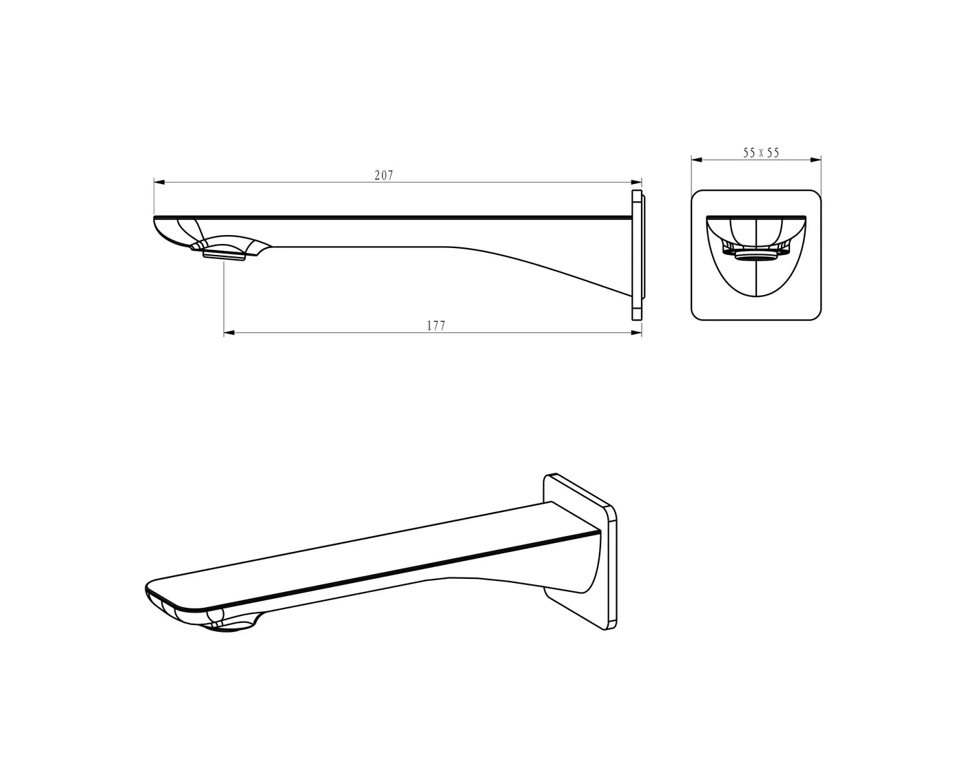 Donii Ella Tora Bath Spout Brushed Nickel