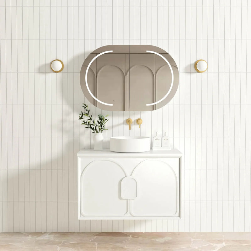 Otti Laguna Satin White Wall Hung Vanity 900mm