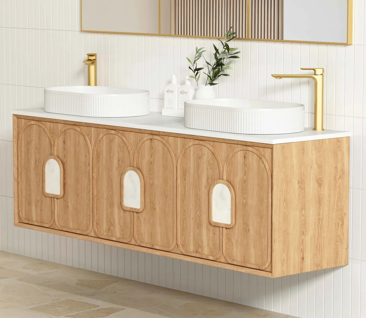 Otti Laguna Natural American Oak Wall Hung Vanity 1800mm