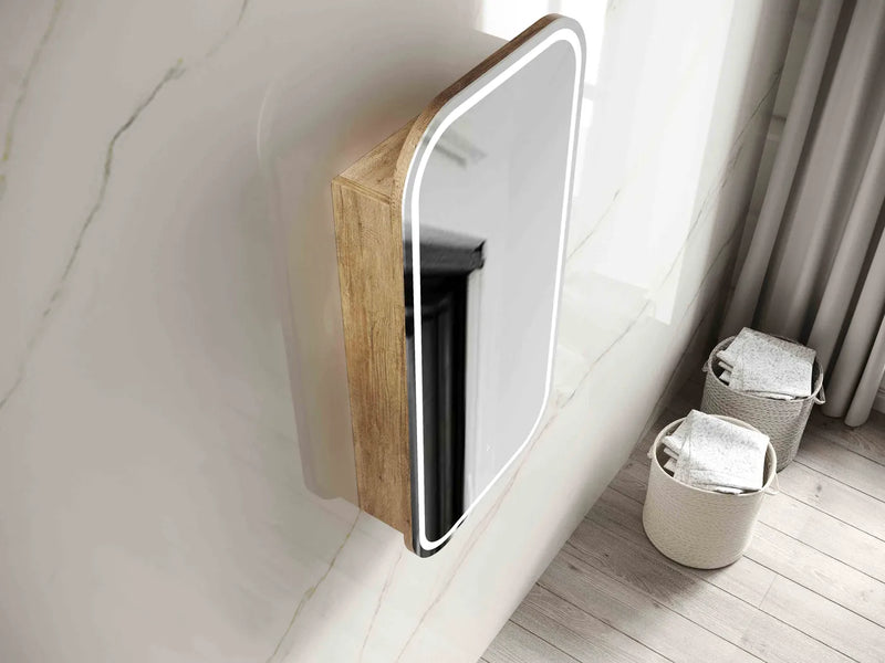 Otti LED Newport Natural Oak Shaving Cabinet Soft Square 450mm