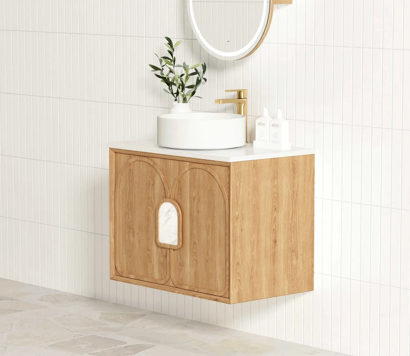 Otti Laguna Natural American Oak Wall Hung Vanity 600mm