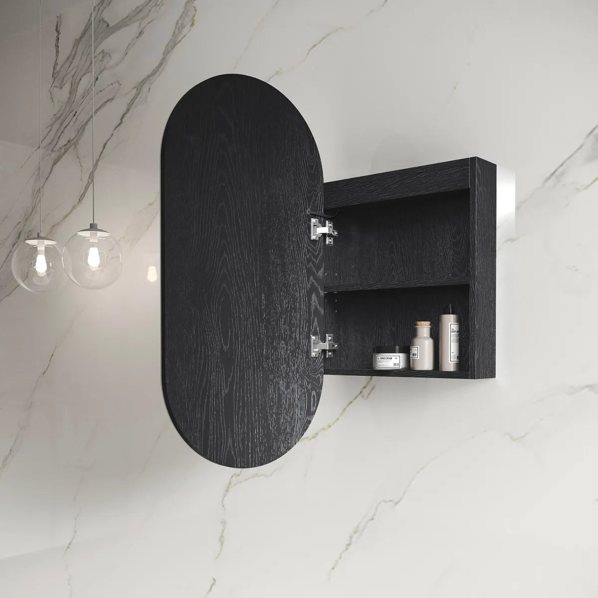 Otti LED  Noosa Black Oak Mirror Cabinet 450mm
