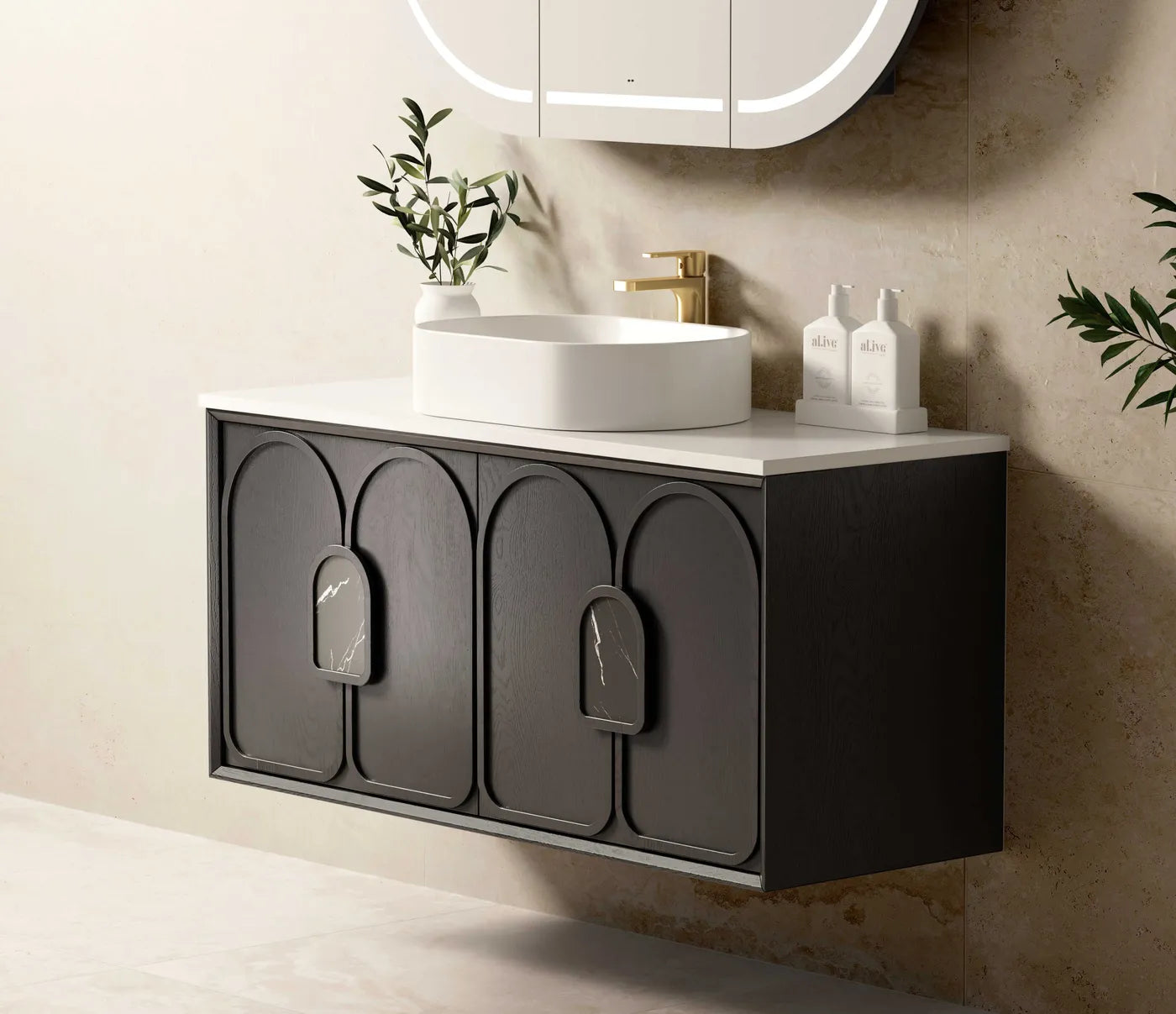 Otti Laguna Mark II Black Oak Wall Hung Vanity 1200mm