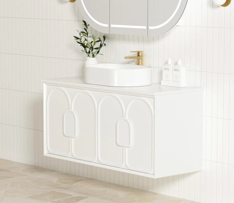 Otti Laguna Satin White Wall Hung Vanity 1200mm