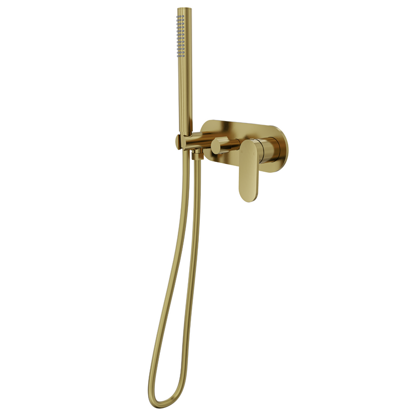 Linsol Capo 1-Plate Wall Mixer with Diverter & Hand Shower Brushed Brass