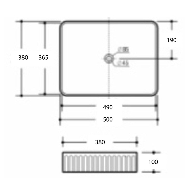 Corintha Ionic Fluted Gloss White Rectangular Above Counter Basin 500mm