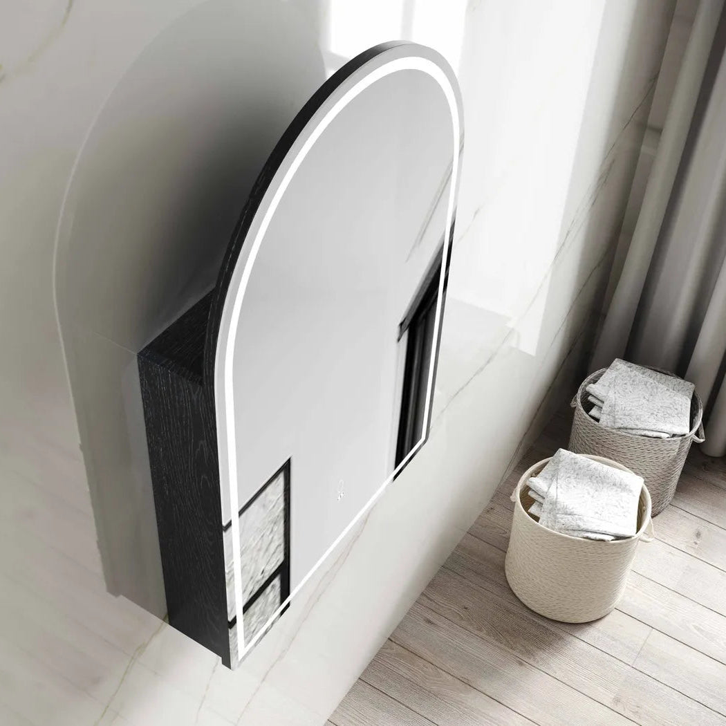 Otti LED Archie Black Oak Mirror Cabinet 600mm