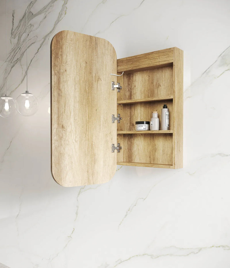 Otti LED Newport Natural Oak Shaving Cabinet Soft Square 450mm