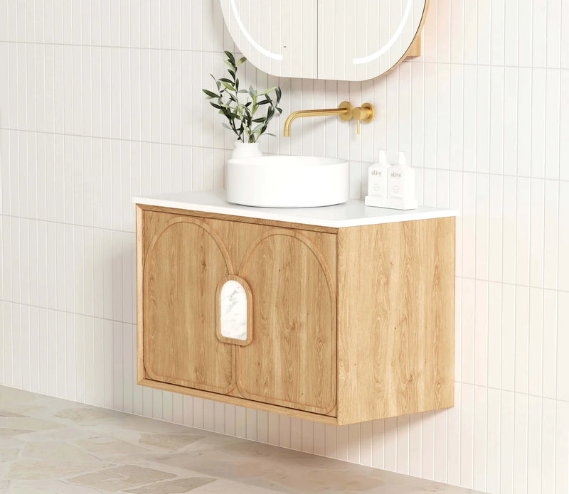 Otti Laguna Natural American Oak Wall Hung Vanity 900mm