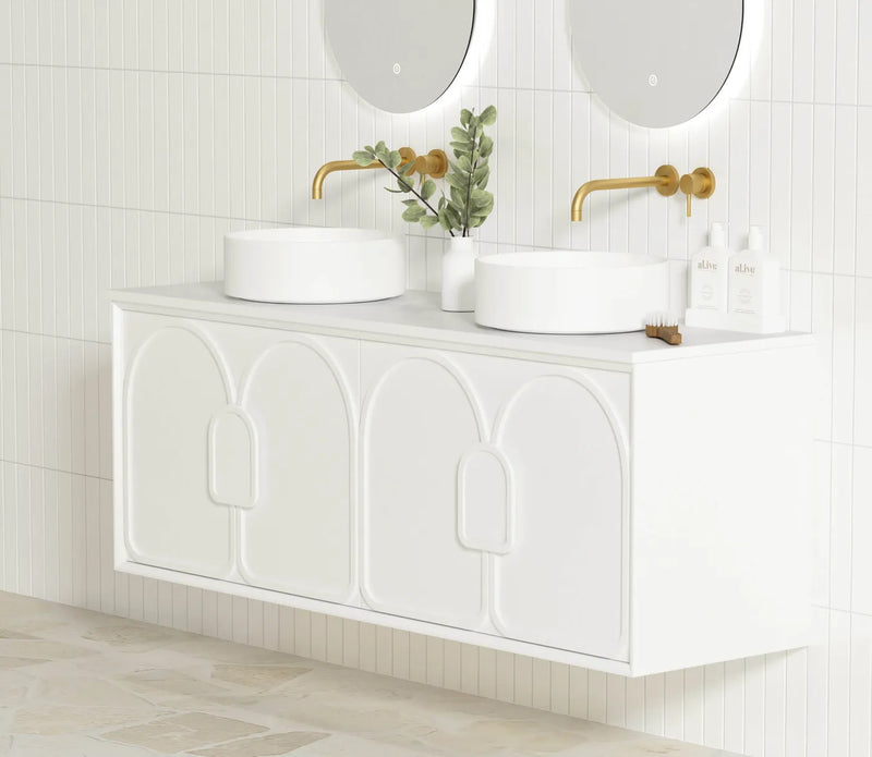 Otti Laguna Satin White Wall Hung Vanity 1500mm