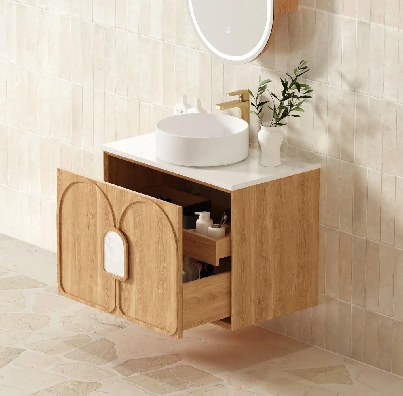 Otti Laguna Mark II Woodland Oak Wall Hung Vanity 750mm