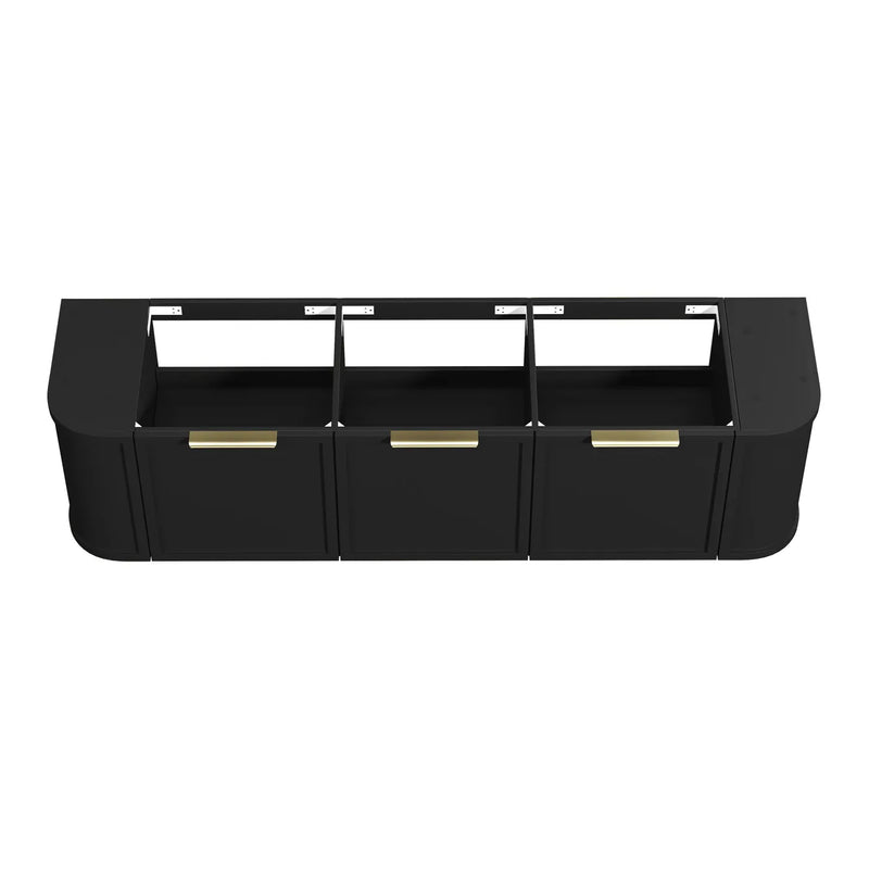 Otti Hampshire Satin Black Wall Hung Curve Vanity 1800mm