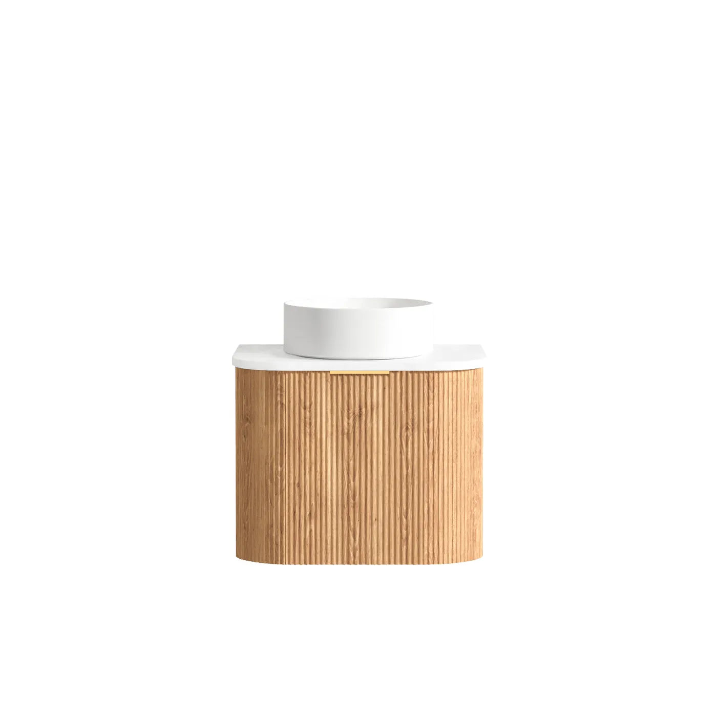 Otti Bondi Fluted Woodland Oak Curve Wall Hung Vanity 600mm