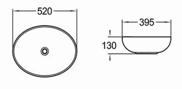 Donii Clasico Matte Black Marble Oval Above Counter Basin 520x395