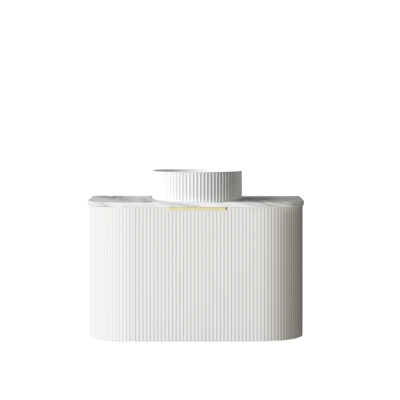 Otti Bondi Fluted Satin White Curve Wall Hung Vanity 750mm