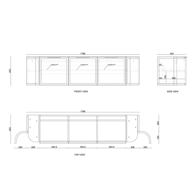 Otti Hampshire Satin White Wall Hung Curve Vanity 1800mm